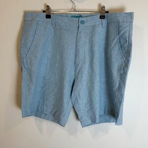 Tenth Ocean Classic 38 Linen Cotton Blend Mens Shorts Light Blue Washable